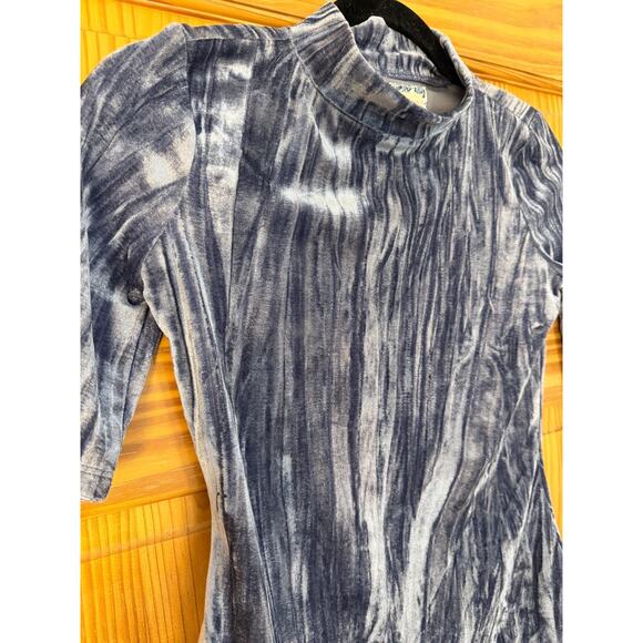 Pilcro Size XXS Short Sleeve Top Blue/Purple High Neck Velvet - Picture 5 of 5